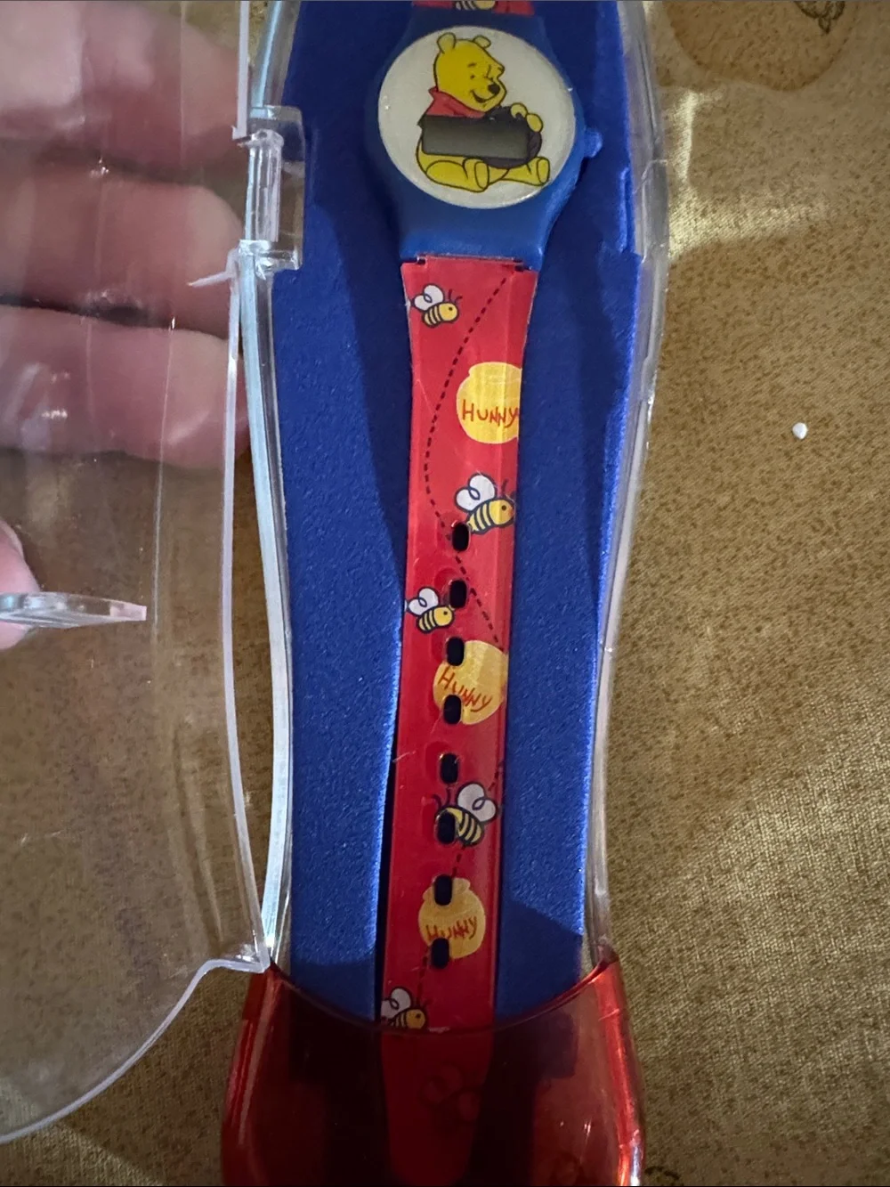 Needs batteries: Disney Red and Blue Winnie the Pooh Kids Digital Watch